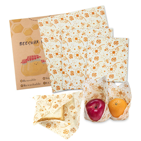 3Pcs/set Zero Waste Beewrap BPA Free Beeswax Food Wrap Fresh Keeping Reusable Sandwich Bag BeesWax Paper Seal Storage Cover Bag ► Photo 1/6