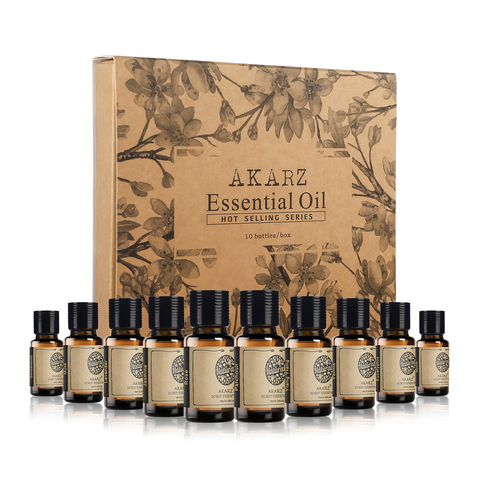 AKARZ Hots 10 Sets Sandalwood,Musk,Lavender,Jasmine,Rose,Patchouli,Ylang Ylang,Vanilla,Eucalyptus,Myrrh Essential Oil Diffuser ► Photo 1/6