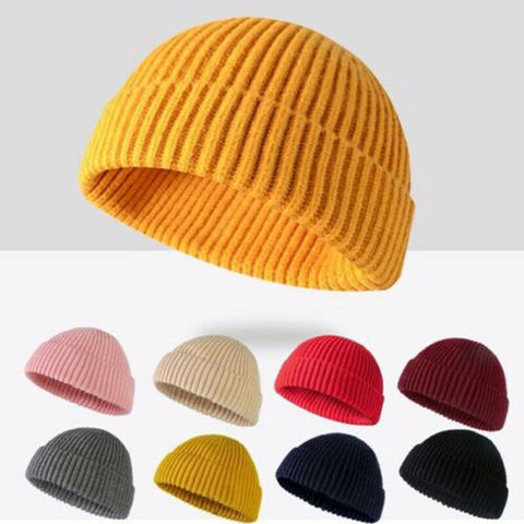 2022 New Knitted Hats For Women Skullcap Men Beanie Hat Winter Retro Brimless Baggy Melon Cap Hi pop  Fisherman Beanies Hats Men ► Photo 1/6