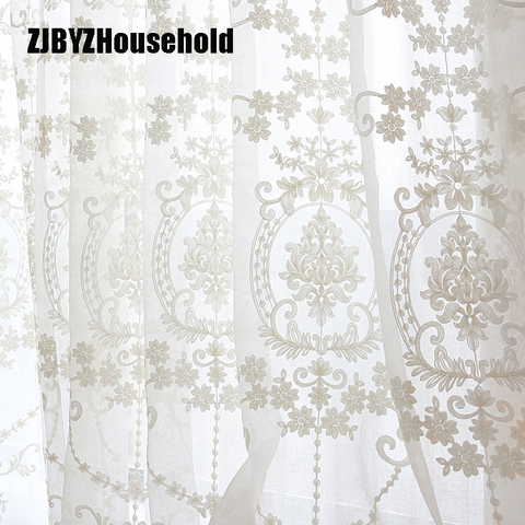 High-grade White Embroidery Flower Screens European Style Voile Tulle Sheer for Bedroom Living Room Windows Curtain Curtains ► Photo 1/6