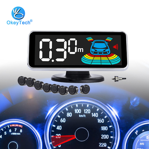 OkeyTech Reversing Camera Parktronic Led Back Up 8 Sensors Car Parking Sensor Kit Reverse Radar Detector System Monitor Drill ► Photo 1/6