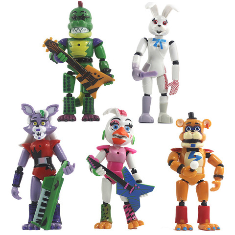 New 5pcs/set Five Nights At Freddys Action Figures Toys Security Breach Series Foxy Bonnie Fazbear PVC Dolls FNAF For Kid Gifts ► Photo 1/6