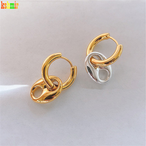 Kshmir 2022 New vintage metal earring splice gold earrings stainless steel round earring removable dual-use earrings ► Photo 1/6