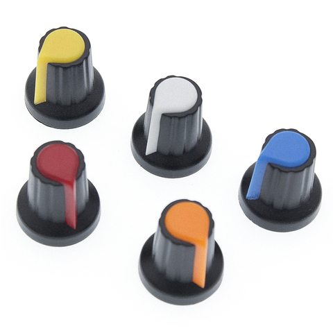 25PCS/lot WH148 potentiometer knob cap(copper core) 15X17mm 6mm Shaft Hole AG2 Yellow Orange Blue White Red 5value*5PCS=25PCS ► Photo 1/6