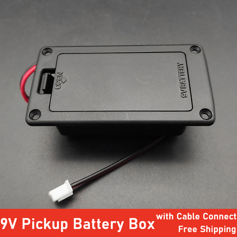 1pc ABS 9V Battery Box Case Cover Holders for Guitar Bass Ukulele Pickup with Wires Black Replacement Battery Holder Box ► Photo 1/6