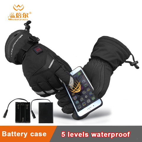 Warmspace Rechargeable Battery Heated Gloves, Full Fingers Heating Winter Gloves Men Women Windproof Waterproof Tactical Mittens ► Photo 1/1