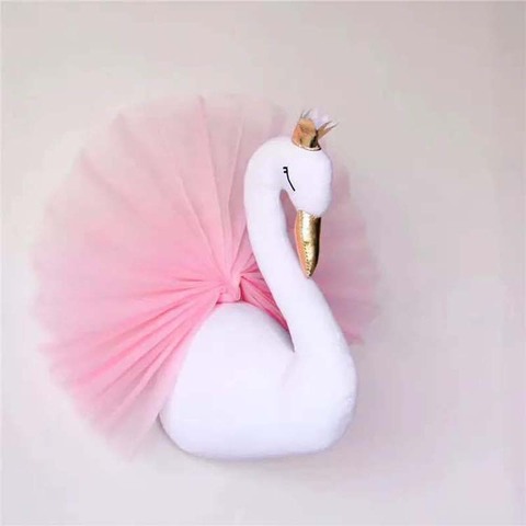 Baby Girl Room Decoration 3D Stuffed Animal Heads Elephant Swan Head Wall Hanging Decor For Nursery Children Bedroom Decoration ► Photo 1/6