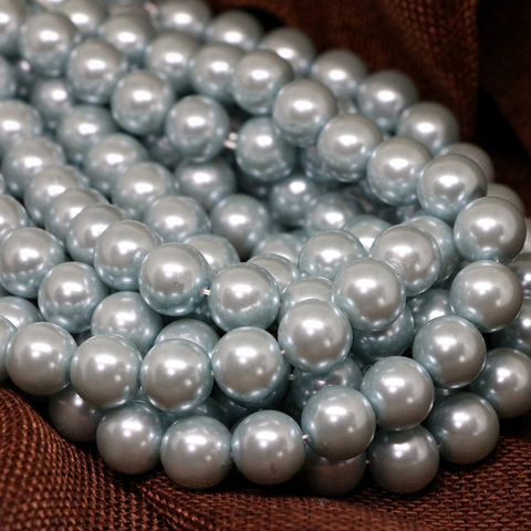 Wholesale light sky blue imitation round shell pearl beads 4-14mm pick size factory outlet fashion jewelry making 15inch B1606 ► Photo 1/5