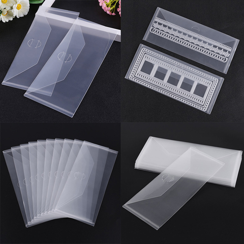 10pcs/set 10x24cm Slimline Storing Bags Transparent Plastic Folder Bag For Storage Cutting Dies Embossing Organizer Holders 2022 ► Photo 1/6