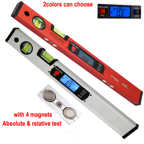 Digital Protractor Angle Finder Inclinometer electronic Level 360degree with 4pcs Magnets Level angle slope test Ruler 400mm 16