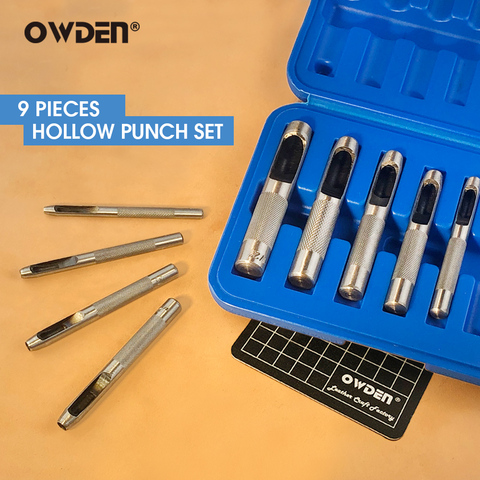 OWDEN 9Pcs Leather Hollow Punch Set DIY Metal Hole Cutting Tools ► Photo 1/6