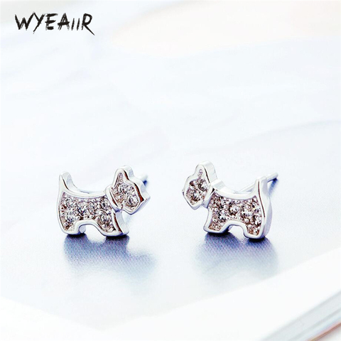 WYEAIIR Cute Delicate Zircon Puppy Sweet Fashion Dog 925 Sterling Silver Female Stud Earrings ► Photo 1/5