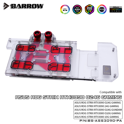 Barrow LRC2.0 full coverage GPU Water Block for ASUS STRIX 3090 Aurora,5V ARGB GPU Cooler, BS-ASS3090-PA ► Photo 1/5