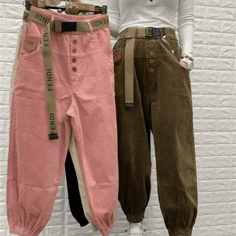 2022 Autumn /Winter Corduroy Woman Pants High Waist Trousers Casual Plus Size Harem Pants Wide Leg Women's Ankle-Length Pants ► Photo 1/6