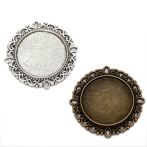 10pcs 25mm Canochon Antique Bronze Double Lace Base Pendant Setting Cabochon Tray Bezel Accessories for DIY Jewelry Making ► Photo 1/6