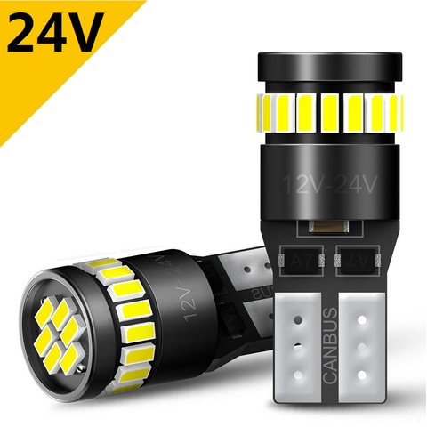 2pcs 24V Canbus W5W T10 168 2825 LED Light Bulb Car Side Marker Parking Lights License Plate Lamp Car Interior Dome Trunk Lights ► Photo 1/6