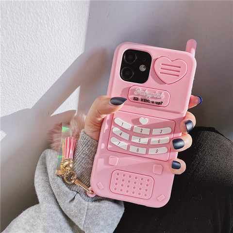 Cute Pink love heart kid girl gift Phone Case For iphone 12 11 pro max mini XR XSmax 6 7 8 Plus SE 2022 Soft Silicone Back Cover ► Photo 1/6