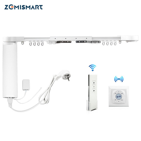 Zemismart Smartthings Control Z-wave Motorized Slide Shade Motor With Curtain Track And Wall Switch Customized App Control ► Photo 1/5