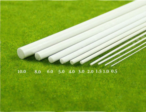 0.5 to 10mm *250mm White ABS Styrene Plastic Round Bar Rods Diameter 2pcs ► Photo 1/6