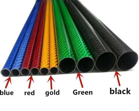 2PCS length 500 mm color true carbon fiber tube high composite hardness material 3K smooth surface blue, red, green gold. ► Photo 1/6