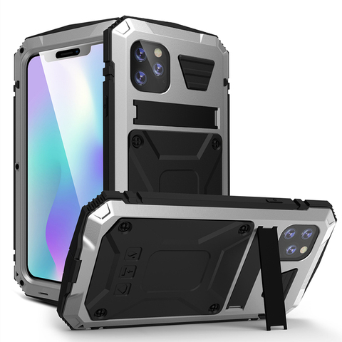 Full Body Heavy Duty Dropproof Phone Case For iPhone XS Max XR Dustproof Shockproof Kickstand Tempered glass Metal Cover ► Photo 1/6