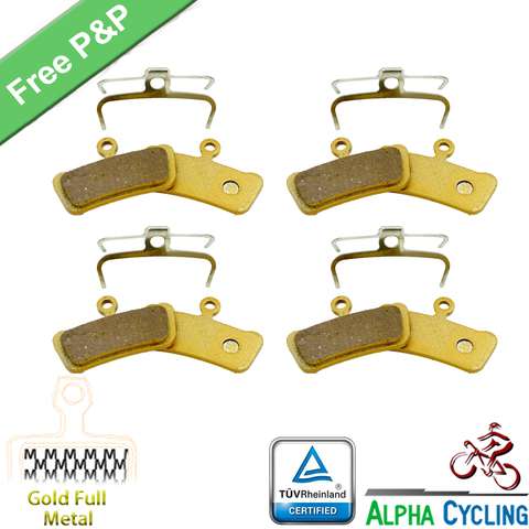 Bicycle Disc Brake Pads for SRAM Guide RSC, RS, R, Avid Trial, 4 Pistions Disc Brake, Gold Full Metal, 4 Pairs ► Photo 1/4
