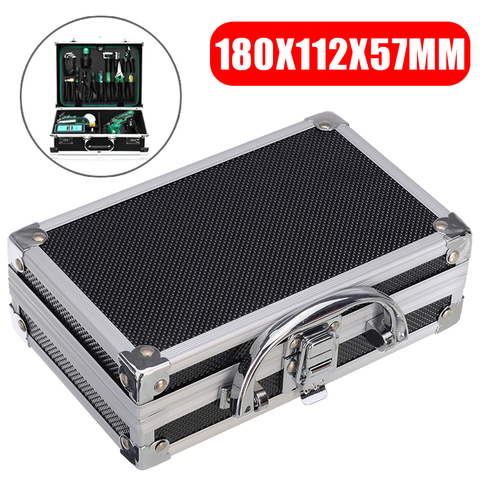 Portable Aluminium Alloy Black Tool Box Solid Durable Handle Storage Case Safe Travel Tool Organizer Box Suitcase 180*112*57mm ► Photo 1/6