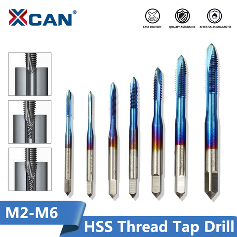 XCAN 1pc M2-M6 Nano Blue Coated Thread Tap High Speed Steel Screw Tap Straight Shank Tap Drill ► Photo 1/6