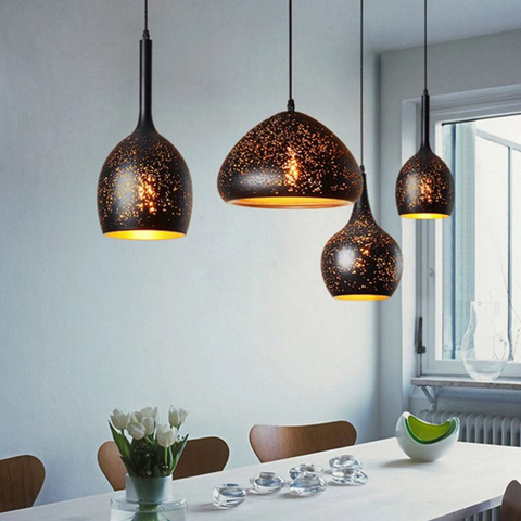 Nordic loft retro cafe bar iron etching lampshade pendant lights single head bar restaurant industrial  rust pendant lamp ► Photo 1/6