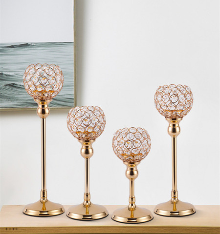 Crystal Tealight Candle Holders Metal Glass Candlesticks Wedding Table Centerpiece Party Christmas Home Decoration ► Photo 1/6