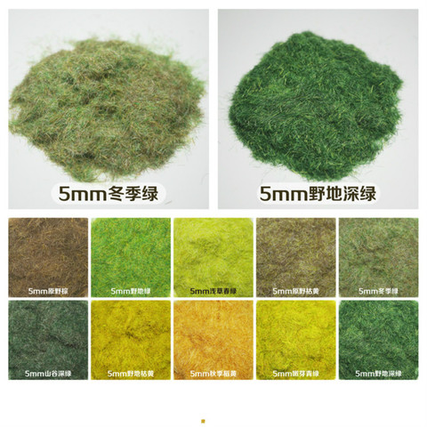 30g Miniature Scene Materia Withered Green Turf Flock Lawn Nylon Powder STATIC GRASS 5MM Modeling Hobby Accessory ► Photo 1/6