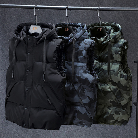 Winter Men Plus Size 7xl 8xl Parka Vest Waistcoat Jackets camouflage Sleeveless Jackets Warm Parka Jacket Waistcoat Men ► Photo 1/6