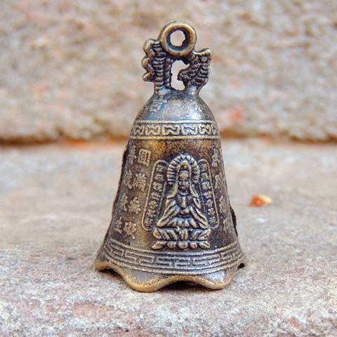 Antique Bell China's mini Brass Copper sculpture pray Guanyin Bell Shui Feng Bell Invitation Buddha Buddhism Y0O1 ► Photo 1/4