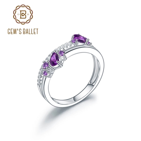 GEM'S BALLET Natural Amethyst Birthstone Finger Rings For Women Fine Jewelry 925 Sterling Silver Classic Wedding Band Ring ► Photo 1/6