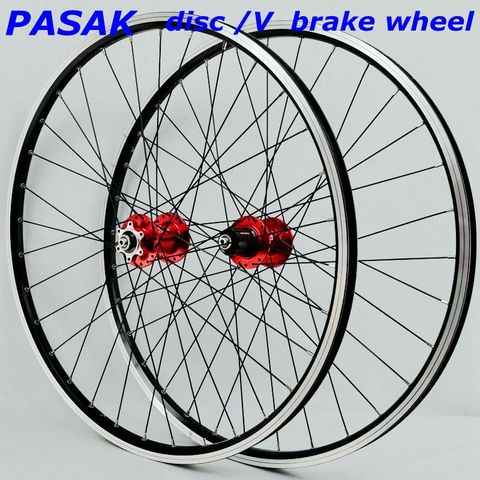 26inch PASAK 4 bearing HUB 32holes disc V brake wheel mountain bike wheel set 7/8/9/10/11 speed cassette ► Photo 1/4