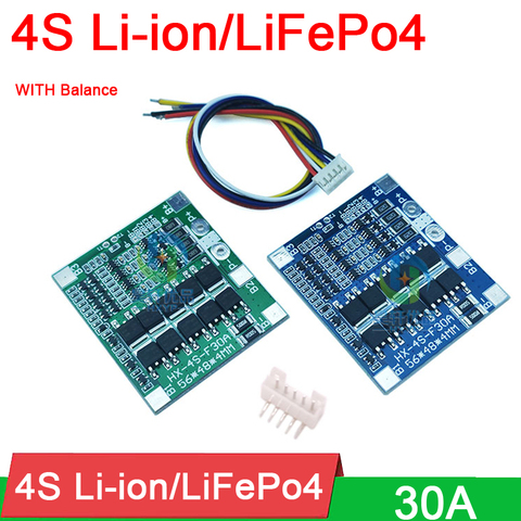 4S 30A W Balance 12.8V 14.4V LiFePo4 or 14.8V/ 16.8V Li-ion lithium Battery Protection Board Cell PackS PCB BMS ► Photo 1/5