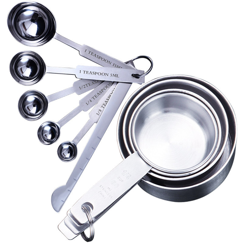 14Pcs Stainless Steel Metal Measuring Cups and Spoons Set