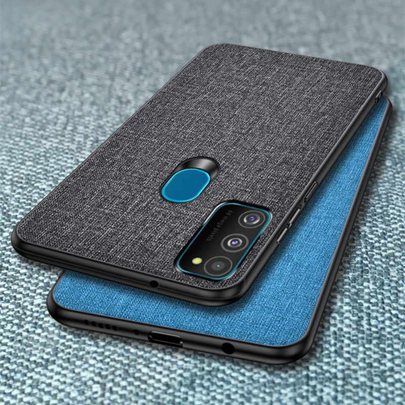 Buy Online For Samsung Galaxy M21 Case 6 4 Inch Busniess Vintage Canvas Cloth Fabric Texture Tpu Cover For Samsung M21 Phone Back Cover Alitools