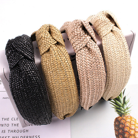New fashion Solid color hand-knotted knotted Headbands for Women Hair Accessories Solid color Wide  Headwear Hairbands ► Photo 1/6