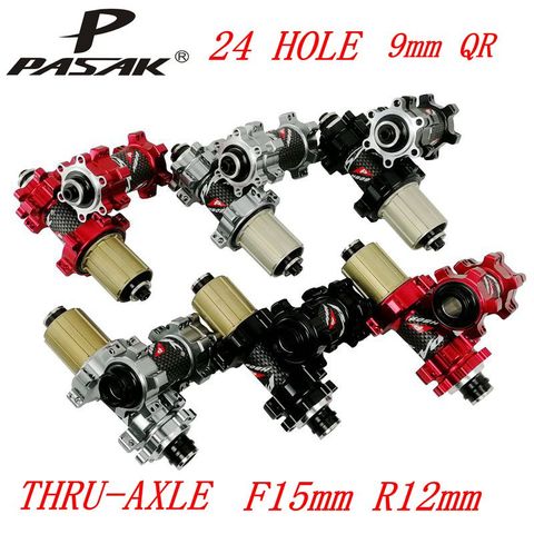 Hubs Sealed front2 rear4 Bearing MTB Mountain Bike Hub 9mmQR Thru axle15/12mm 24 Holes Disc Brake Bicycle Hub straight 9/11/12sp ► Photo 1/6