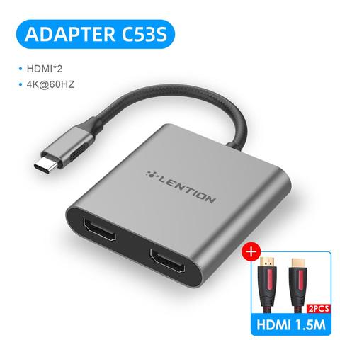 USB C to 2 HDMI Dual 4K Displays Digital AV Adapter for 2022-2016 MacBook Pro, Mac Air/iPad Pro, Dell XPS 13/15,Surface Pro 7/Go ► Photo 1/6