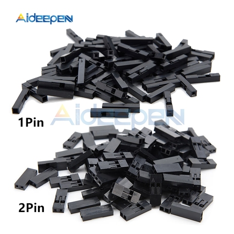 100Pcs/lot 2.54mm 1 Pin 2 Pin Pitch Dupont Jumper Wire Cable Black Plastic Housing Female Pin Connector Case Shell Box 1P/2P ► Photo 1/6