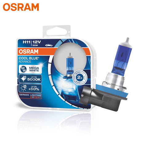 OSRAM H11 62211CBA Halogen Cool Blue Advance 12V 55W Car Original Headlight 5000K White Light +50% Brighter Genuine Lamps, Pair ► Photo 1/6