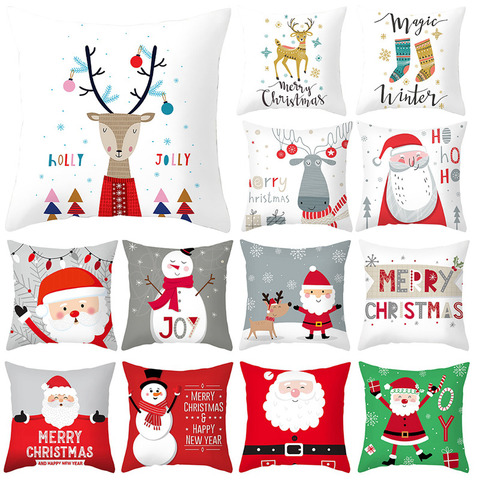 PATMATE Christmas Cushion Cover Christmas Decorations For Home Sofa 2022 Xmas Gifts Santa Claus Polyester Throw Pillowcase 45*45 ► Photo 1/6