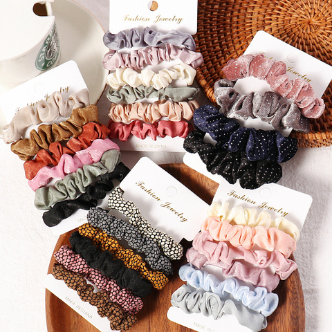 1 Set Scrunchies Hair Ring Candy Color Hair Ties Rope Autumn Winter Women Ponytail Hair Accessories 4-6Pcs Girls Hairbands Gifts ► Photo 1/6