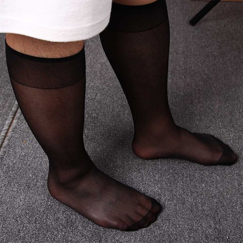 Gay Men's Formal Wear Sheer Suit Transparent Thin Business Tube Dress Socks