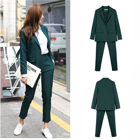 Work Pant Suits OL 2 Piece Set for Women Business Interview  Uniform Blazer and Pencil Pant Office Lady ► Photo 1/5