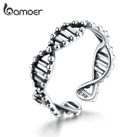 bamoer Original Design 925 Sterling Silver DNA Open Adjustable Finger Rings for Women Free Size Ring Fashion Jewelry SCR643 ► Photo 1/6