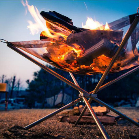 Outdoor Portable Fire Rack Folding Table Grill Stainless Steel Point Charcoal Stove Super Light Grid Heating Wood Stove Camping ► Photo 1/5