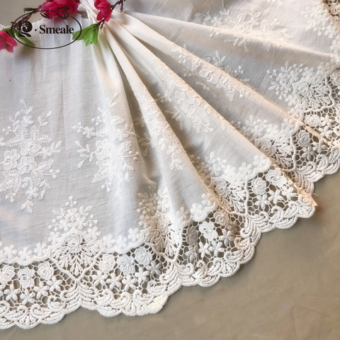 3yards/lot Beige White100% Cotton Embroidered Lace Fabrics, Women's Clothing Diy Lace Trim, Free Shipping RS1689 ► Photo 1/5